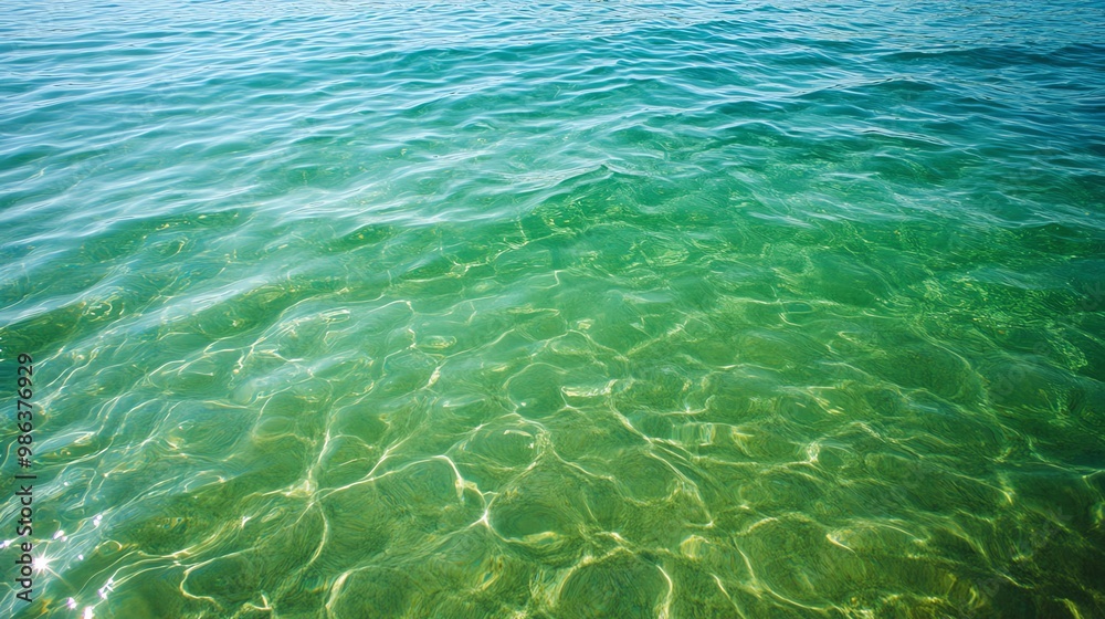 Obraz premium A serene view of clear green ocean water, showcasing the beauty of nature and tranquility of marine environments.