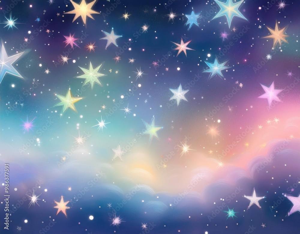 Cosmic pastel starry sky with soft glowing stars Cosmic pastel starry sky with soft glowing stars