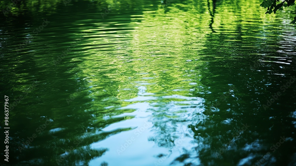 Serene water surface reflecting lush greenery, creating a tranquil and peaceful outdoor atmosphere. Serene water surface reflecting lush greenery, creating a tranquil and peaceful outdoor atmosphere.