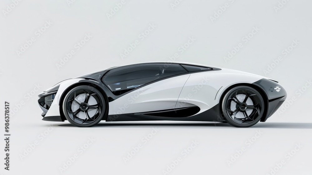 Futuristic silver electric concept car with sharp, angular design and modern wheels, displayed in a minimalist side profile on a clean background. Futuristic silver electric concept car with sharp, angular design and modern wheels, displayed in a minimalist side profile on a clean background.