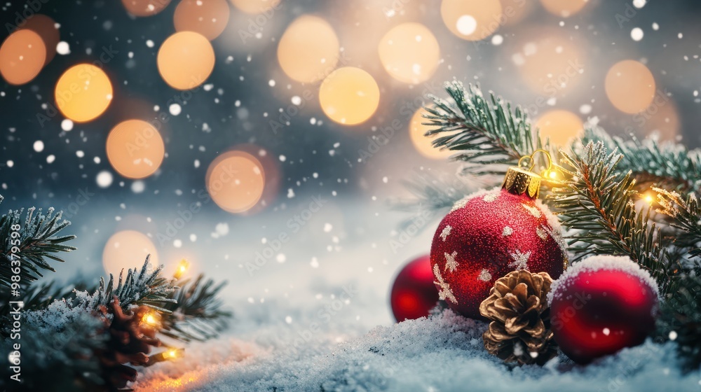 Christmas and New Year holidays background with bokeh, winter season post card. Copy space Christmas and New Year holidays background with bokeh, winter season post card. Copy space