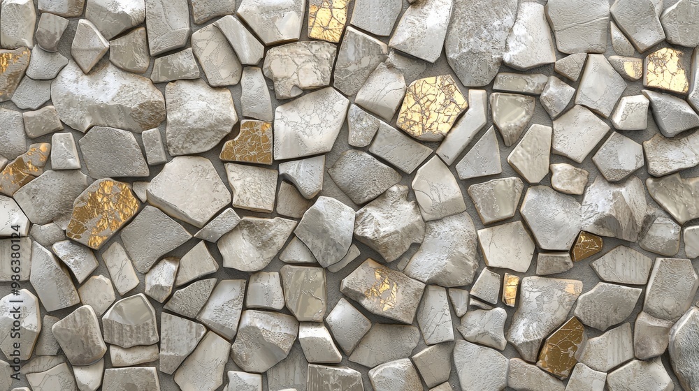 Stunning gray and white stone wall with delicate gold leaf details, perfect for modern and rustic decor. Captivating and elegant, suitable for both interior and exterior spaces Stunning gray and white stone wall with delicate gold leaf details, perfect for modern and rustic decor. Captivating and elegant, suitable for both interior and exterior spaces