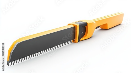 Closeup of a hand saw 3D rendering isolated on a white background