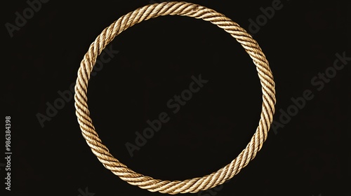 Frame with diamonds ellipse and rope in golden colors Circular gold frame for invitations wedding anniversaries and labels