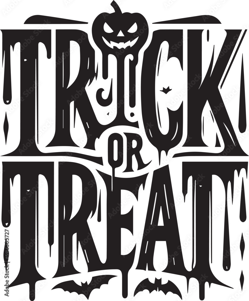 Trick or treat Halloween typography design silhouette vector illustration isolated on a white background Trick or treat Halloween typography design silhouette vector illustration isolated on a white background