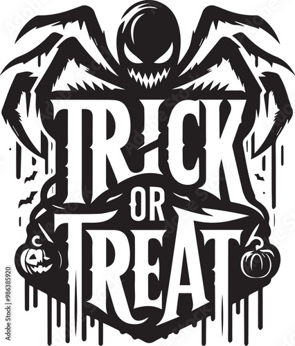 Trick or treat Halloween typography design silhouette vector illustration isolated on a white background