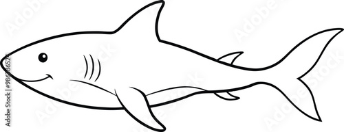 Serene Shark Journey in Blue Waters Vector Illustration

