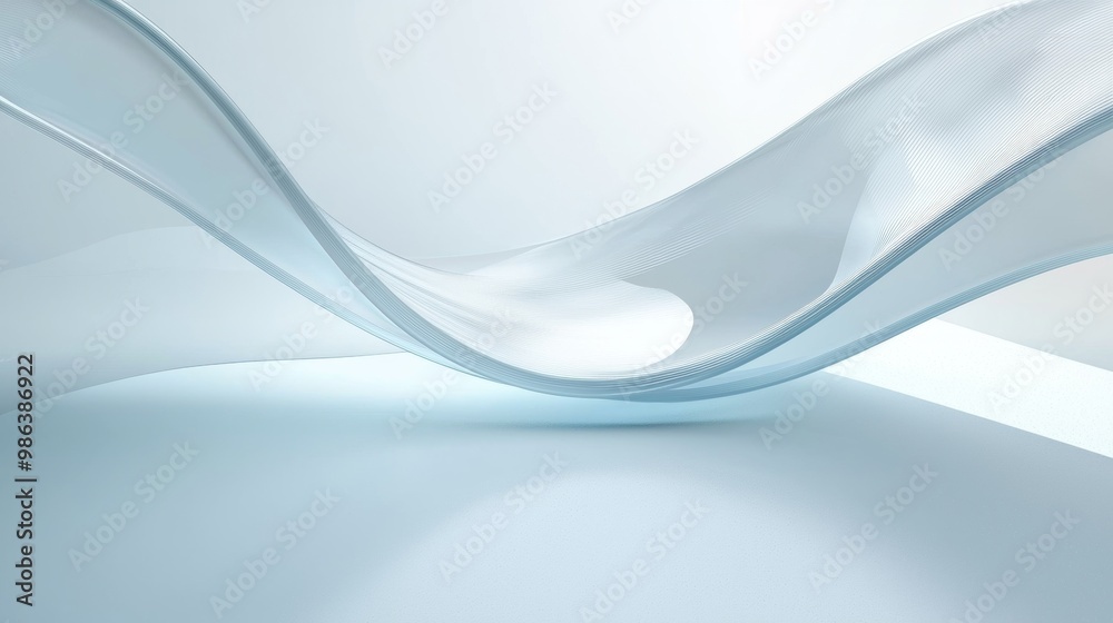 Fototapeta premium Abstract background with smooth blue waves flowing and forming a dynamic shape. Ideal for technology, science or business presentations