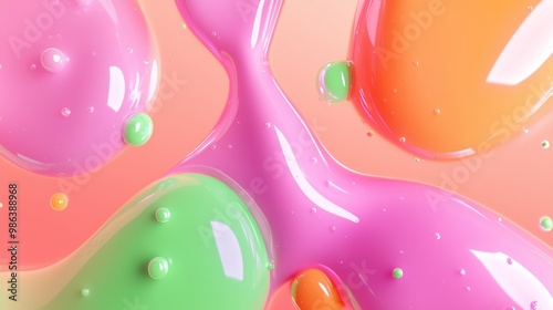 Wallpaper Mural This abstract 3d render features colorful liquid shapes floating and intertwining on a soft gradient background, creating a playful and vibrant composition Torontodigital.ca