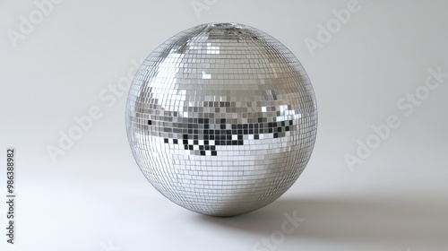 a silver disco ball with silver squares