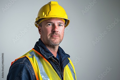 A man in a yellow safety vest and a hard hat