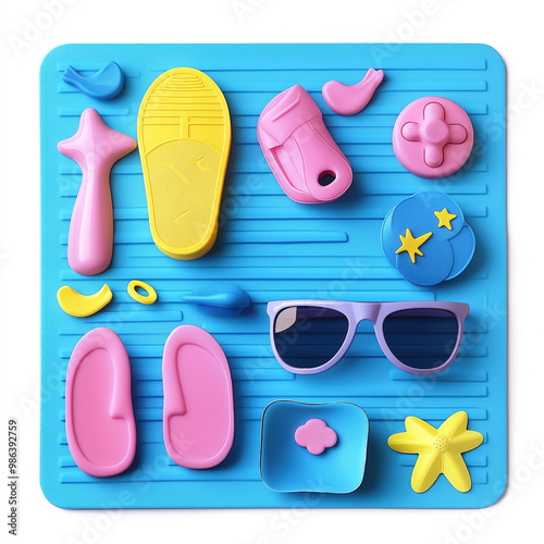 Beach Items Isolated