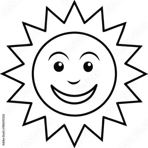 Radiant Smiling Sun Vector Art Perfect for Warm and Joyful Creations 