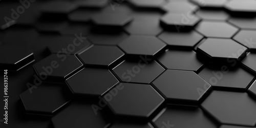 abstract minimal hexagon background. black isolated background. photo