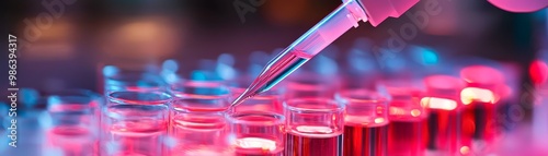 Pipette Dropping Liquid into Test Tubes in a Lab