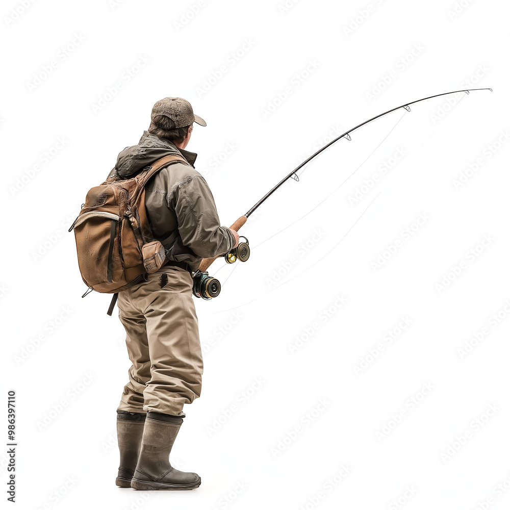 Fly Fisherman Isolated