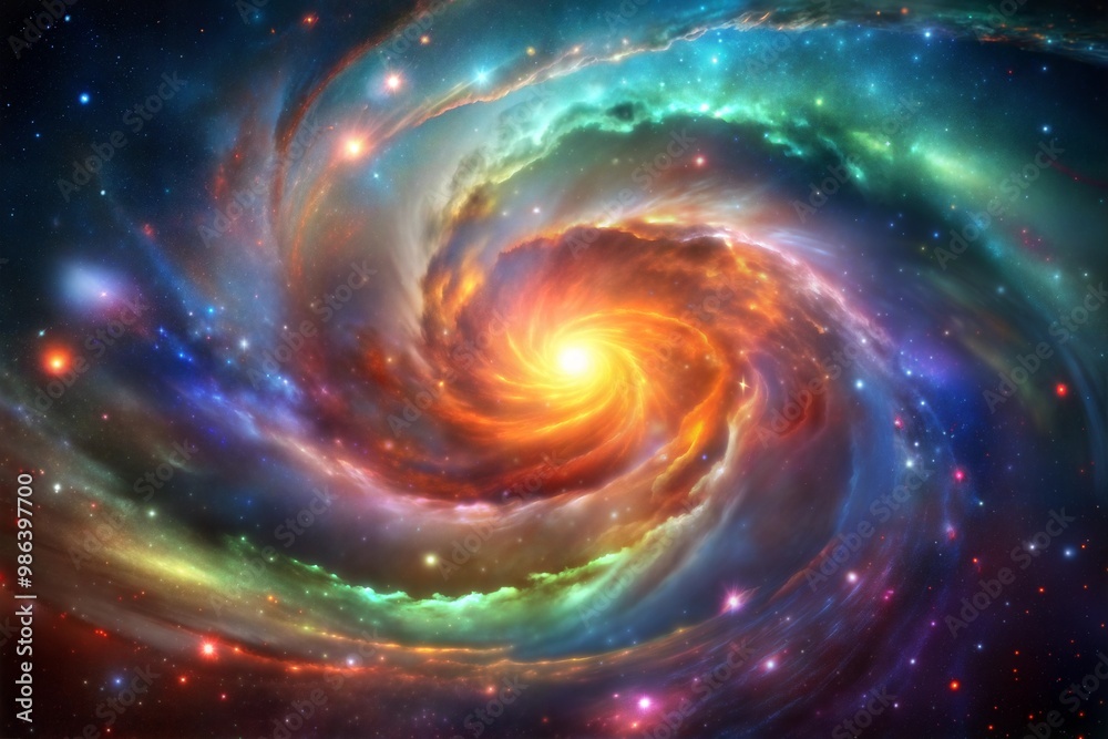 Vibrant spiral galaxy with stars and cosmic clouds Vibrant spiral galaxy with stars and cosmic clouds