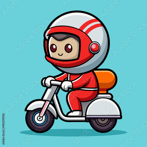 Download Cute Astronaut Riding Motorbike Cartoon Vector Icon Illustration. Eps File For Design.