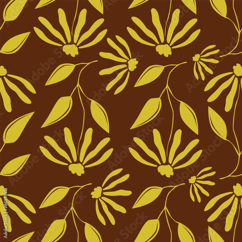 pattern, seamless, wallpaper, vector, vintage, texture, flower, illustration, design, floral, art, decoration, ornament, paper, decor, pink, damask, retro, tile, style, color, leaf, old, brown, 