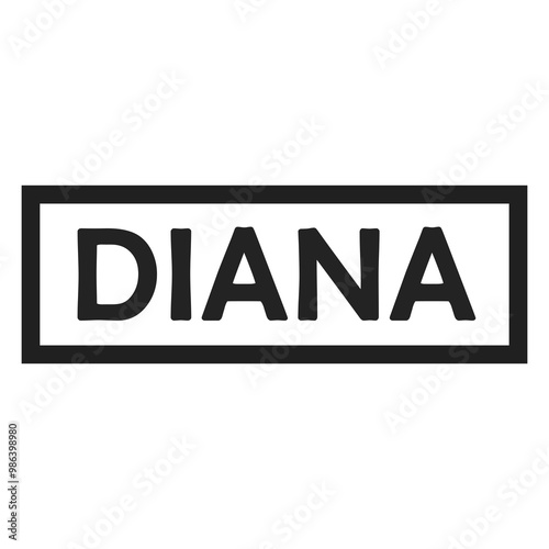 The name Diana in a minimalist table