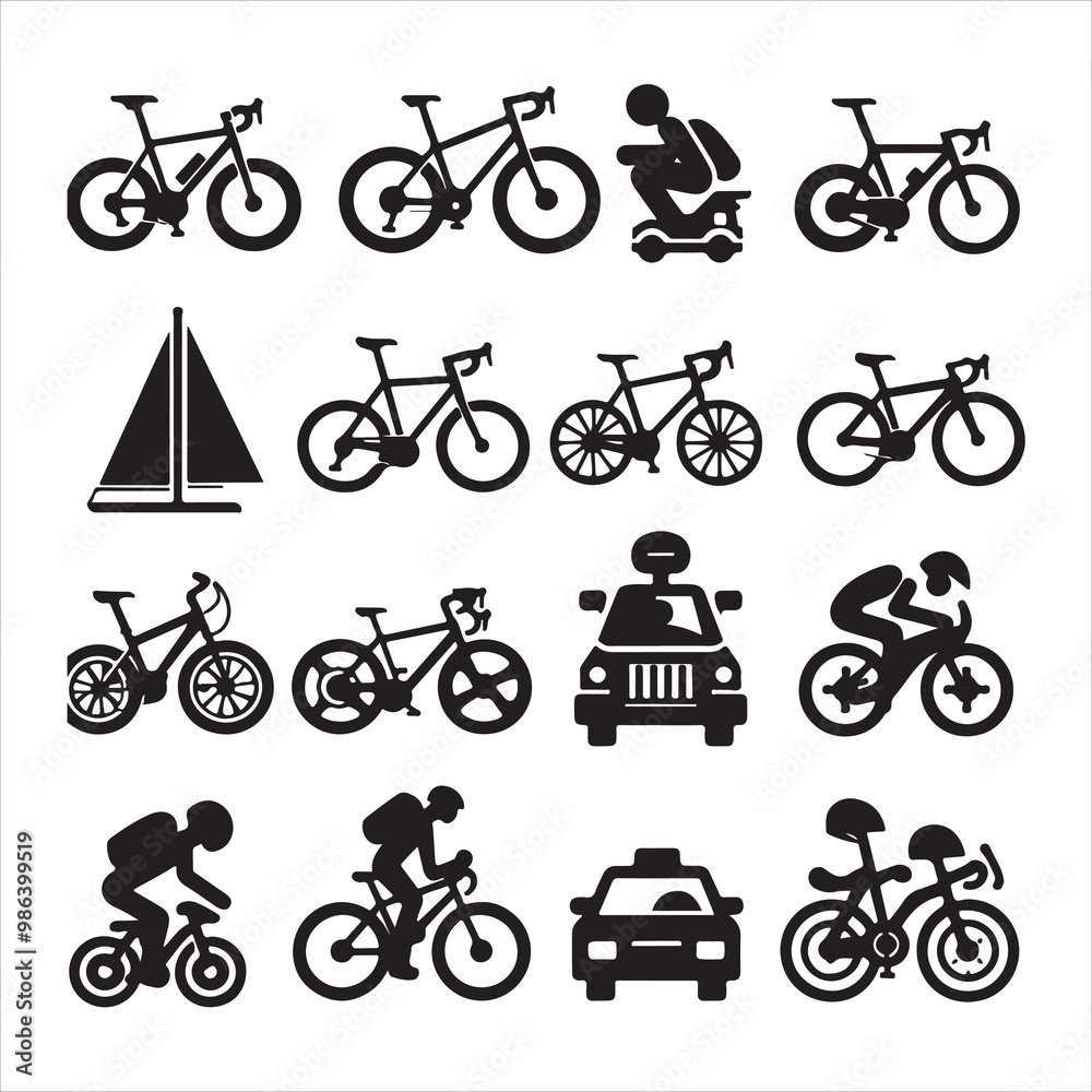 Bicycle icon silhouette on white background
Bicycle icon silhouette on white background