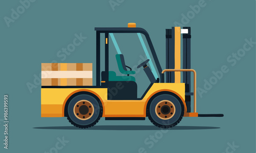 Download Realistic Forklift Construction Vehicle Vector Art Illustration Eps File For Design.