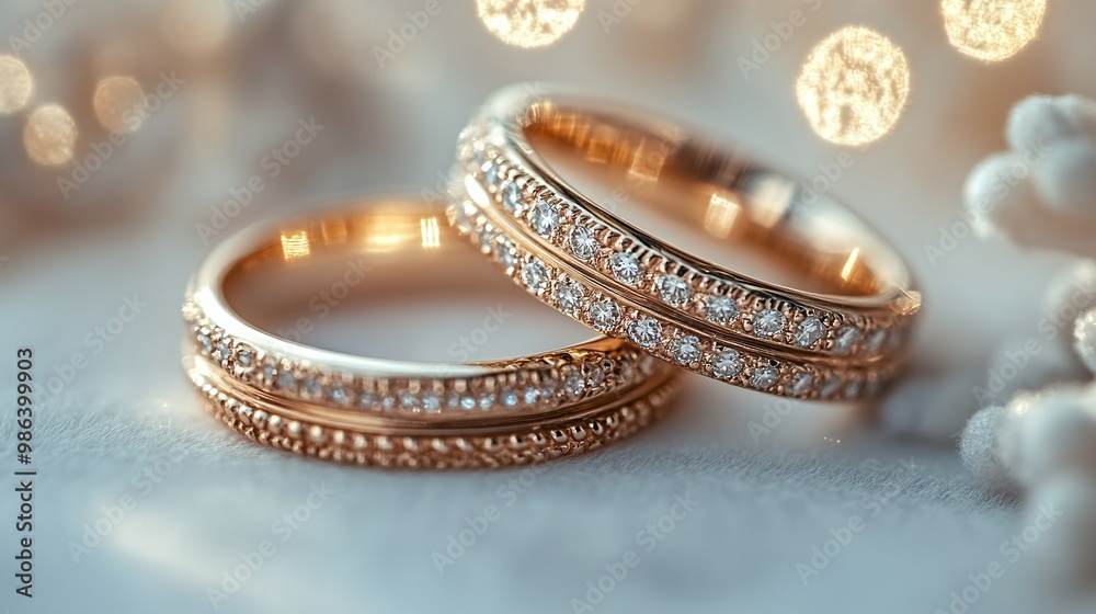 elegant gold wedding rings displayed on a white background, featuring a macro shot that reveals the intricate details and craftsmanship of this classic jewelry elegant gold wedding rings displayed on a white background, featuring a macro shot that reveals the intricate details and craftsmanship of this classic jewelry