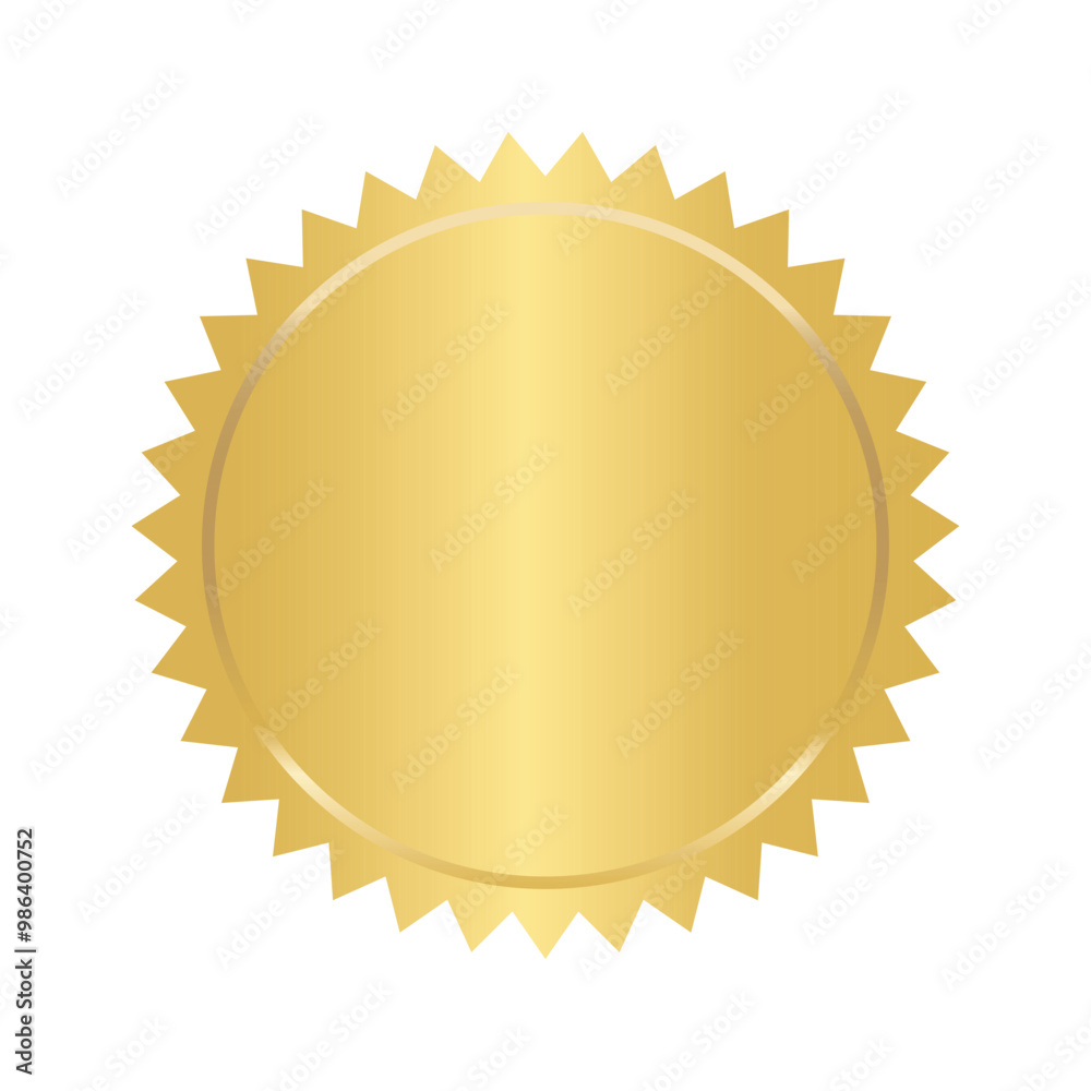 Seal stamp gold luxury elegant icon vector illustration isolated on white background without text. Gold luxury label for promo seal. Winner, Trophy, Top Quality concept. Seal stamp gold luxury elegant icon vector illustration isolated on white background without text. Gold luxury label for promo seal. Winner, Trophy, Top Quality concept.