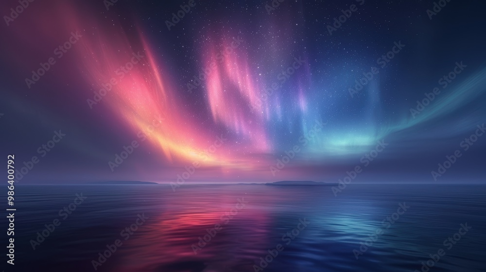 A beautiful night sky with a blue ocean in the background A beautiful night sky with a blue ocean in the background