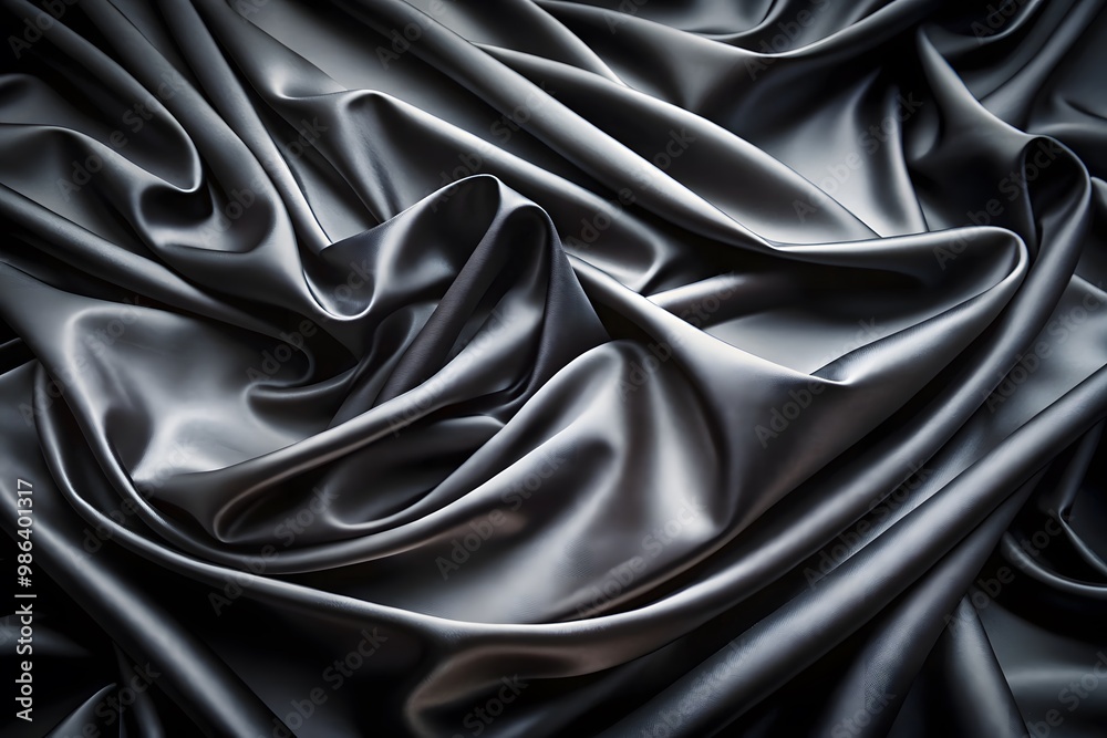 Obraz premium Elegant Black Silk Waves. Luxury Abstract Liquid Cloth Folds Background and Wallpaper Design