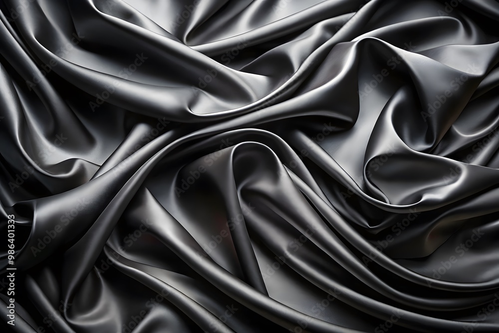 Fototapeta premium Elegant Black Silk Waves. Luxury Abstract Liquid Cloth Folds Background and Wallpaper Design