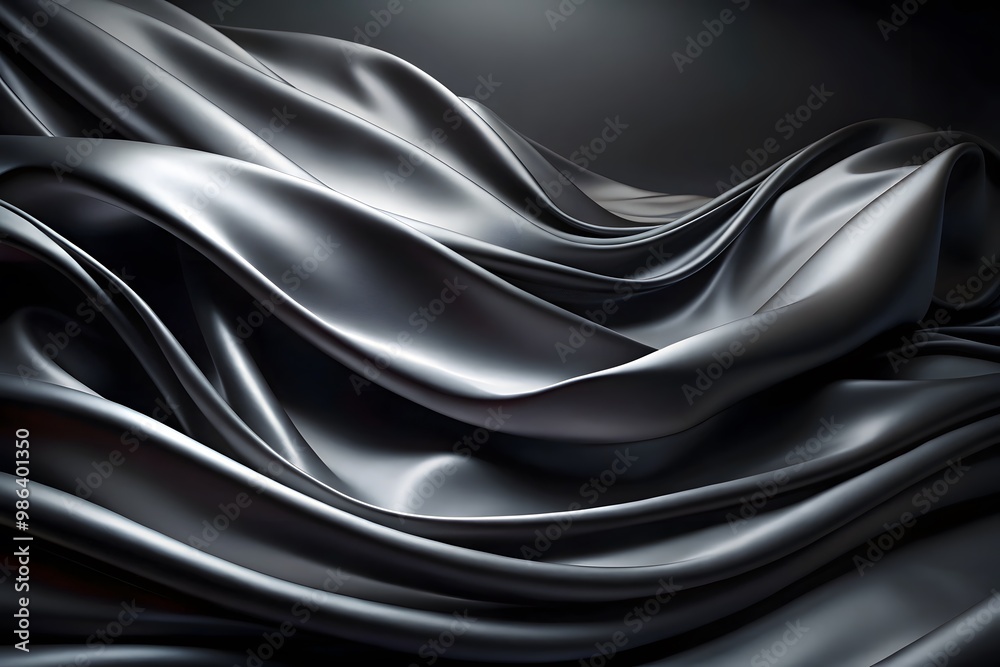Fototapeta premium Elegant Black Silk Waves. Luxury Abstract Liquid Cloth Folds Background and Wallpaper Design