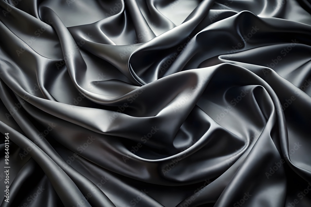 Obraz premium Elegant Black Silk Waves. Luxury Abstract Liquid Cloth Folds Background and Wallpaper Design