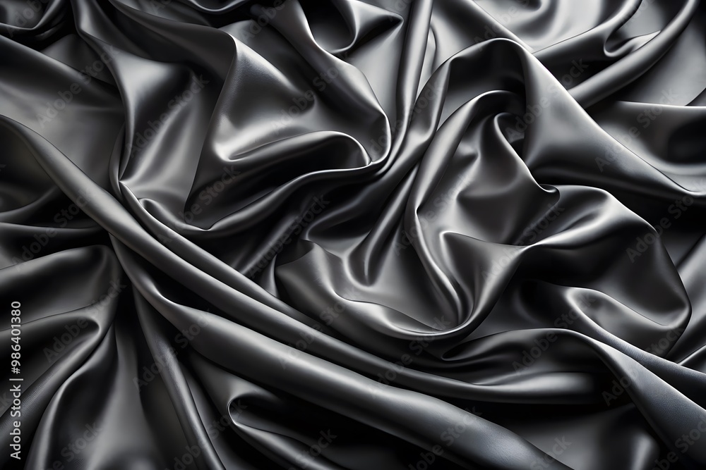Fototapeta premium Elegant Black Silk Waves. Luxury Abstract Liquid Cloth Folds Background and Wallpaper Design
