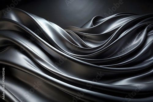 Elegant Black Silk Waves. Luxury Abstract Liquid Cloth Folds Background and Wallpaper Design