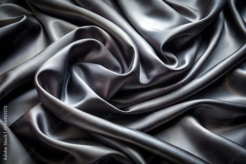 Obraz premium Elegant Black Silk Waves. Luxury Abstract Liquid Cloth Folds Background and Wallpaper Design