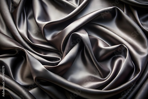 Elegant Black Silk Waves. Luxury Abstract Liquid Cloth Folds Background and Wallpaper Design