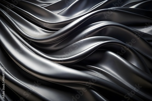 Elegant Black Silk Waves. Luxury Abstract Liquid Cloth Folds Background and Wallpaper Design