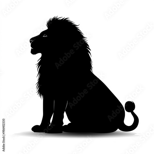 Sitting Lion Silhouette, Il...