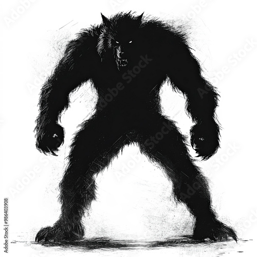 Werewolf Silhouette, Illust...