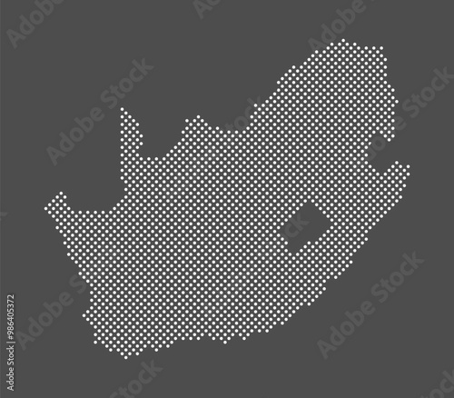 South Africa map dot on gray background.  Dotted map of South Africa. Vector eps10.