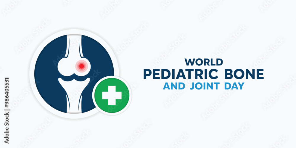 World Pediatric Bone and Joint Day. Bone and plus icon. Great for cards, banners, posters, social media and more. White background. World Pediatric Bone and Joint Day. Bone and plus icon. Great for cards, banners, posters, social media and more. White background.