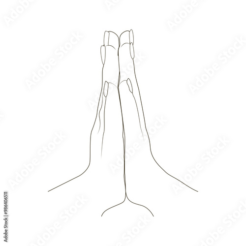 Hands in prayer. Symbol openness heart and desire for spiritual connection. Hope for divine guidance or support. Expression gratitude. Conversation with God.