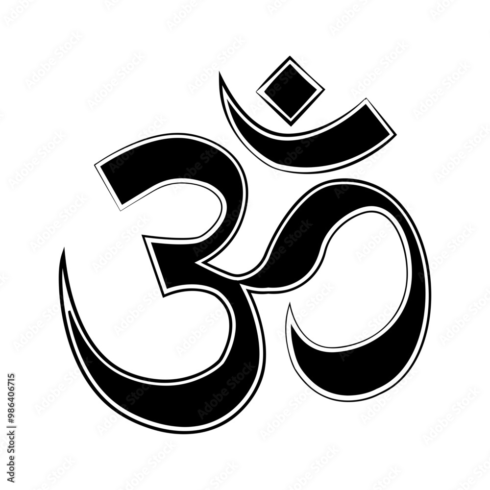 Om symbol. Used in meditations and rituals, as well as in spiritual and philosophical contexts to denote deep concepts being, harmony and divine unity. Religion of Buddhism and Hinduism. Om symbol. Used in meditations and rituals, as well as in spiritual and philosophical contexts to denote deep concepts being, harmony and divine unity. Religion of Buddhism and Hinduism.