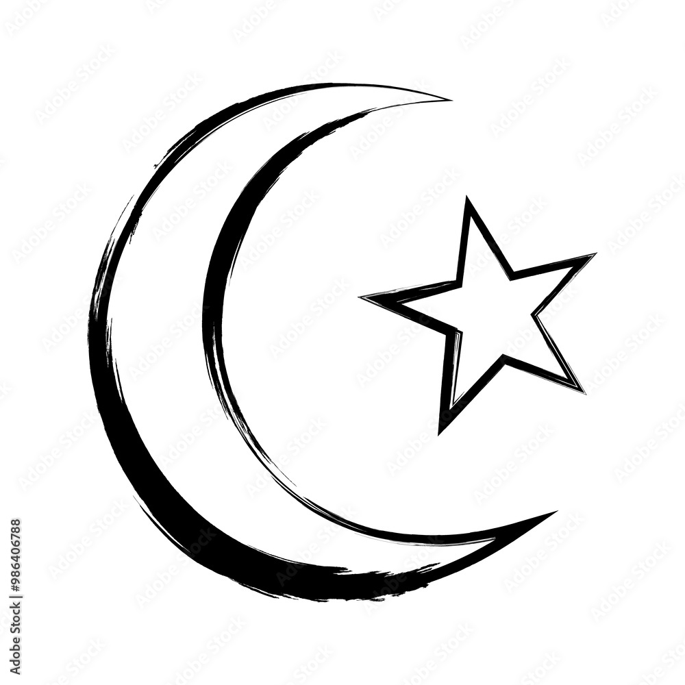 Crescent and star. Symbol Islam. Designations Islamic holidays Ramadan and Eid al-Fitr. Installed on top of spires or domes of mosques.