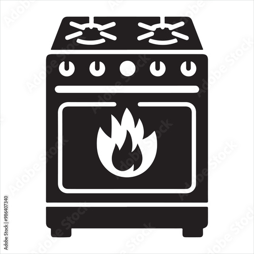 Gas range icon silhouette on white background
