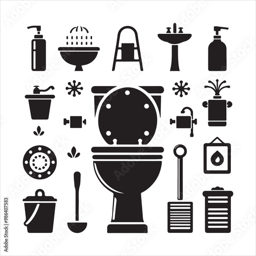 Toilet icon silhouette on white background
