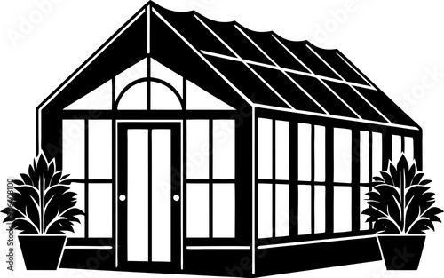 Green house silhouette vector art .This is an editable and printable vector eps file .
