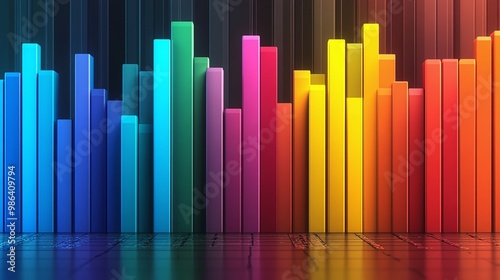 financial data trends with colorful bar charts, displaying stock market investment performance going up and down, perfect for analyzing business growth and decline