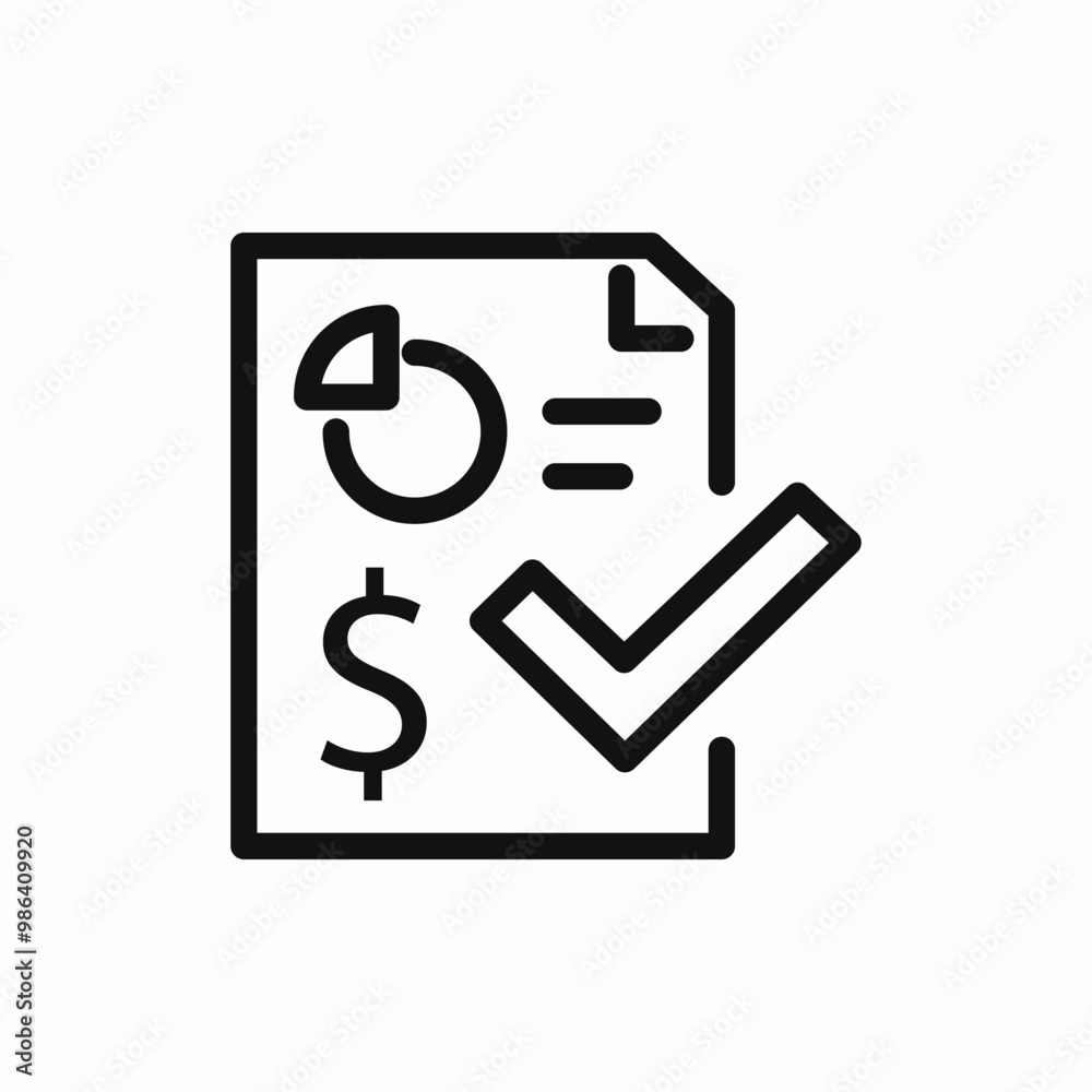 financial report check mark icon sign vector financial report check mark icon sign vector